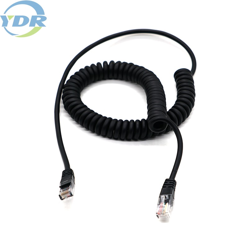 Retractable Spring RJ45 Patch Cord Aging-Resistance Ethernet CAT6 UTP Spiral Coiled Wire Communication Cable